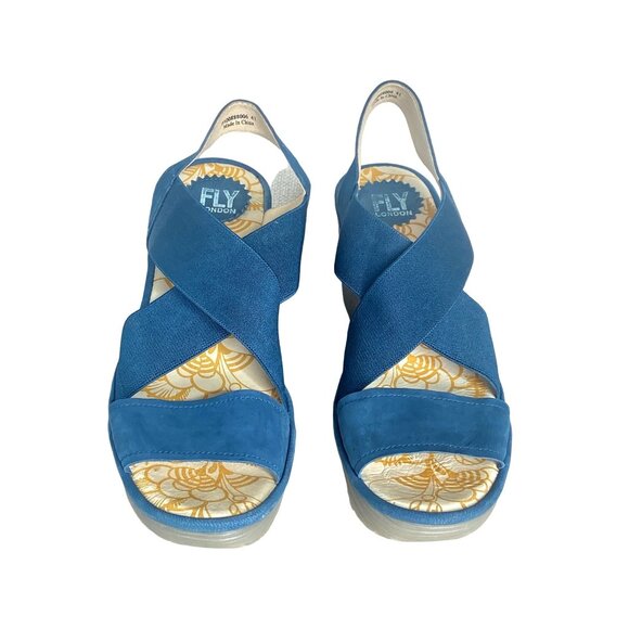 Fly London Women's Yaji Wedge Sandal Blue Women's 41 US 10 - Picture 4 of 15